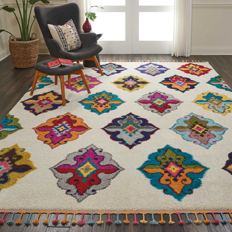 Raul Moroccan Polypropylene Rug, Rectangle 6'7" x 9'6"