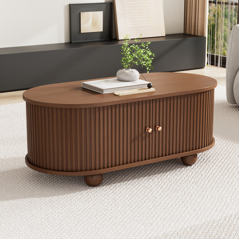 Four Leg Coffee Table with Storage, Walnut
