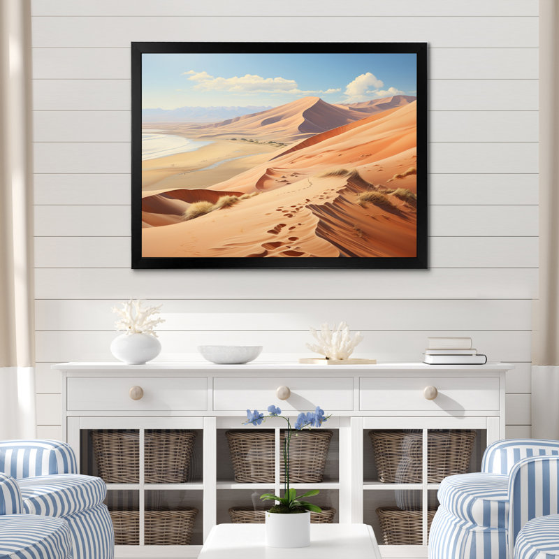 Desert White Dunes Majesty I - paysages, impressions d'art mural, H 24 po x l 32 po x P 1 po, Cadre simple noir