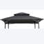 Remplacement de l'auvent de pavillon de jardin de 8 pi x 5 pi - tissu de couverture de tente de barbecue à deux niveaux avec résistance à l'eau, toit gris protégé, gris, installation simple pour la cour arrière-1123954333
