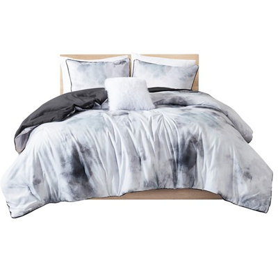 Watercolor Tie Dye Printed Bedding Full - , Piped Edge Decorative Pillow Multicolor For Bed Print, Steam Iron