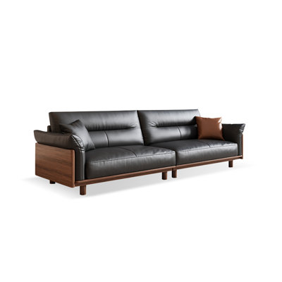 Black Genuine Leather Modular Sofa