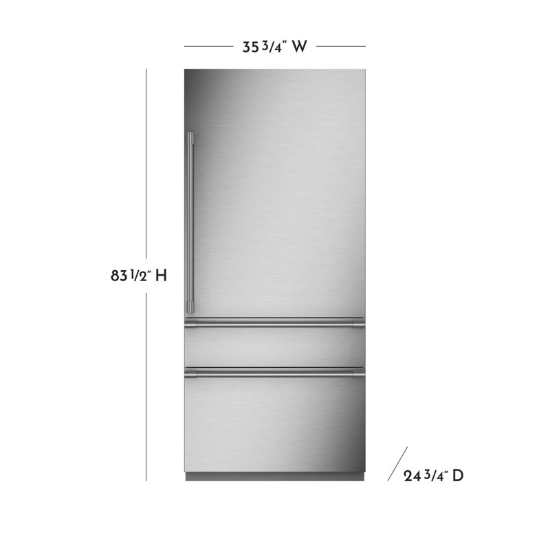 Monogram 36" Panel-Ready Premium Integrated Bottom-Freezer Refrigerator, Left