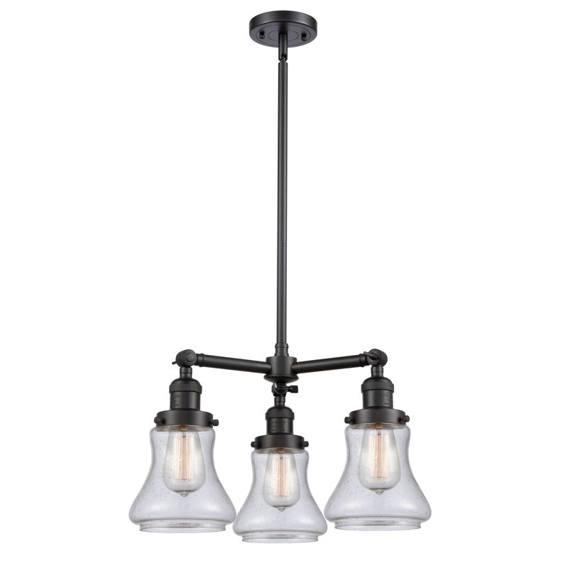 Lustre classique à 3 lumières Edda, Grainé, Cuivre antique, Ampoule DEL rétro de 3,5 watts