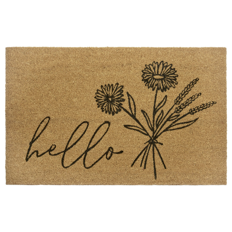 Hello & Flowers Door Mat