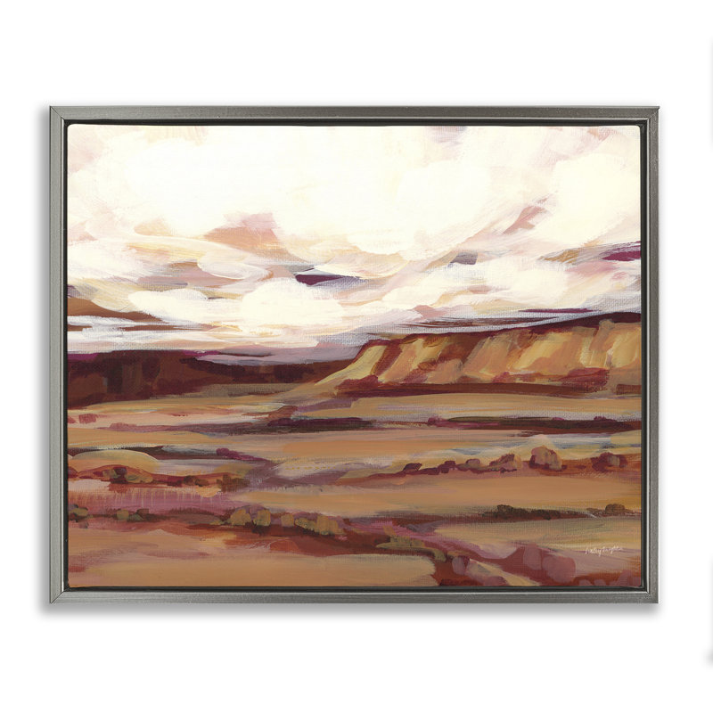 «Mauve Mesa Landscape» par Haley Knighten, H 25 po x l 31 po, Cadre flottant gris lustré