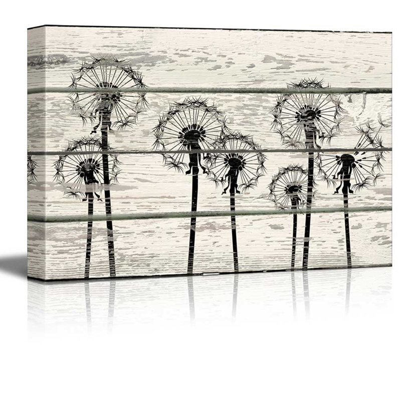 Dandelion " Dandelions In Field Artwork Rustic Home Art ", 24" H x 36" W