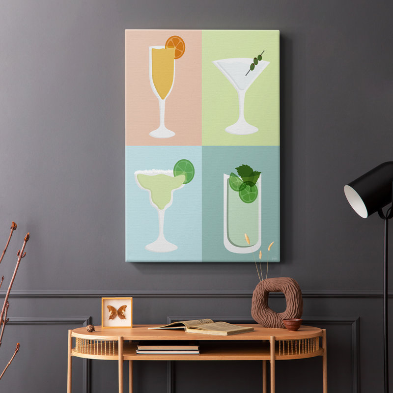Colorblock Cocktail I -Galerie enveloppée Cavas, H 18 po x l 12 po