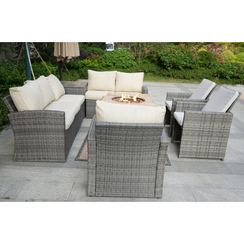 Coltan 8 - Person Patio Conversation Set with Cushions