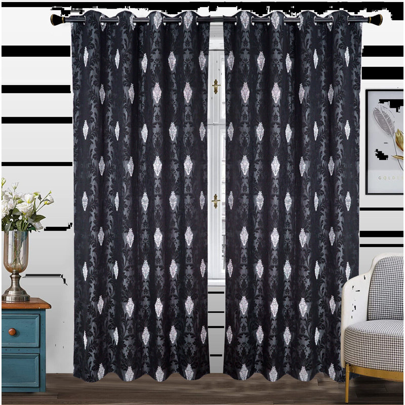 Derzon Room Darkening Curtain Pair, 228cm Width x 183cm Drop, Black