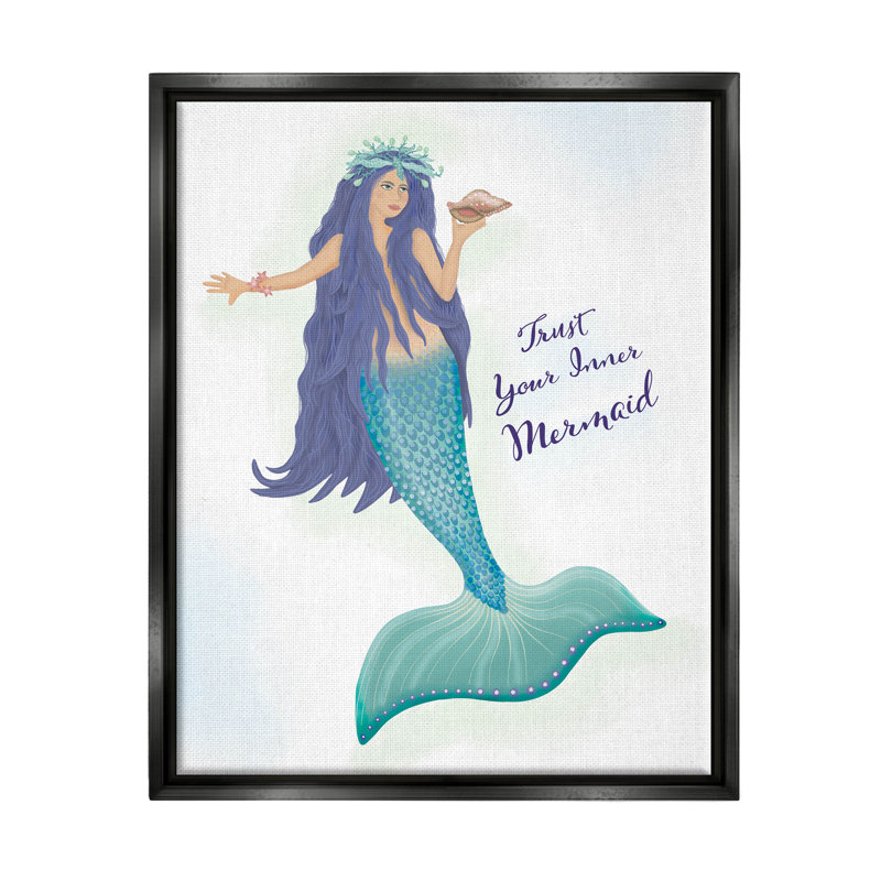 «Trust Your Inner Mermaid», art mural encadré flottant par Darlene Seale, Noir, H 31 po x l 25 po x P 1,7 po
