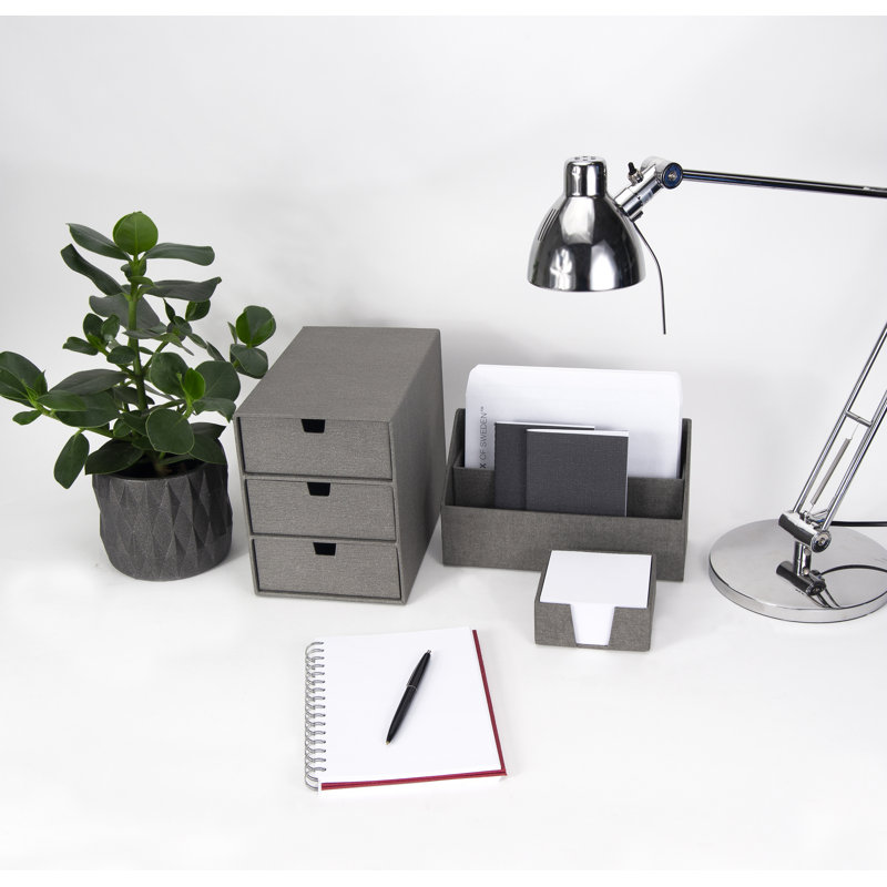 Ingrid 9.9" Grey Fiberboard Stackable Desk Organizer