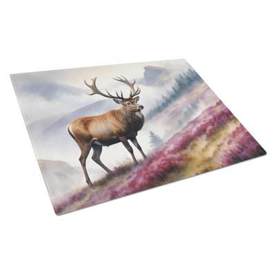 Highland Red Deer Glass Cutting Board