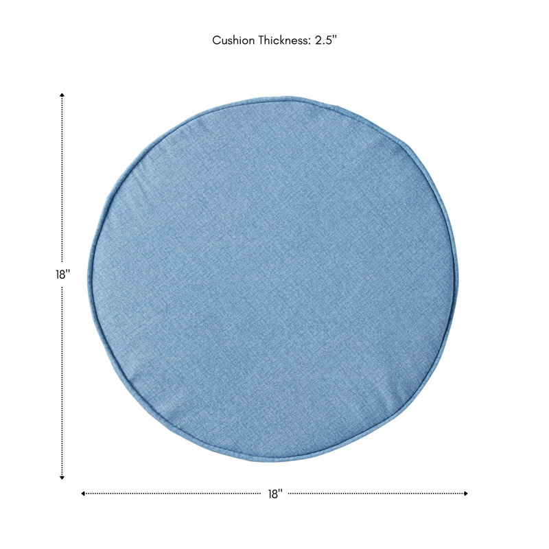 Outdoor Round Dining Chair Seat Pad, Denim