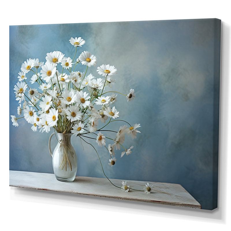 Bouquet de marguerites blanches, sérénité, Toile tendue, L 32 po x H 24 po x P 1 po
