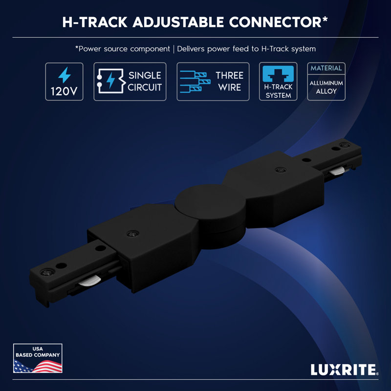Connecteur d'éclairage sur rail Luxrit, Noir