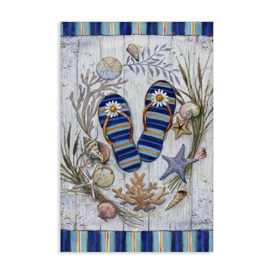 Art mural sur toile Coastal Wreath & Flip Flops par Geoff Allen
