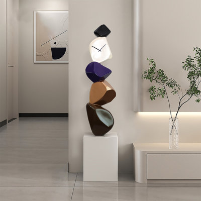 Horloge décorative de luxe en résine noire de 34,65 pouces pour entrée