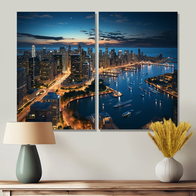 Chicago Beautiful Cityscape I - Industrial Wall Art Set Of 2