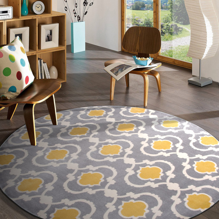 Caritta Geometric Gray/Yellow/Cream Area Rug