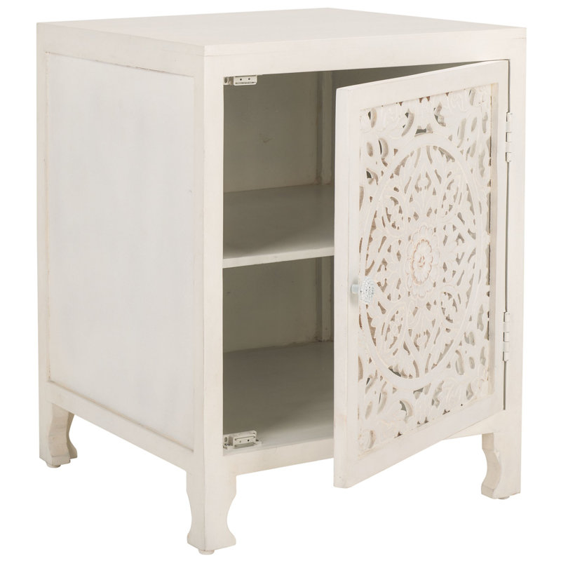 Table de chevet Farroh en blanc délavé