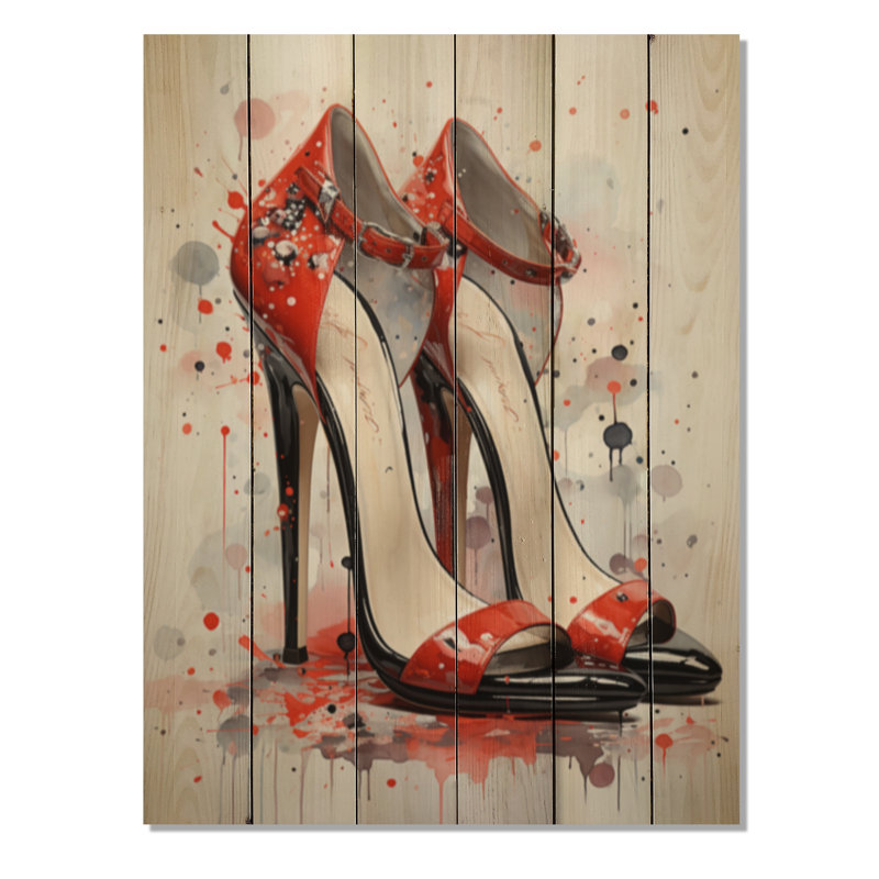 «Black and Red High Heels Symphony I» sur impression sur bois, H 20 po x l 10 po x P 0,78 po