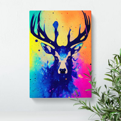 XC1022-1634X Colourful Stag Art No.1 Abstract - Wrapped Canvas Print