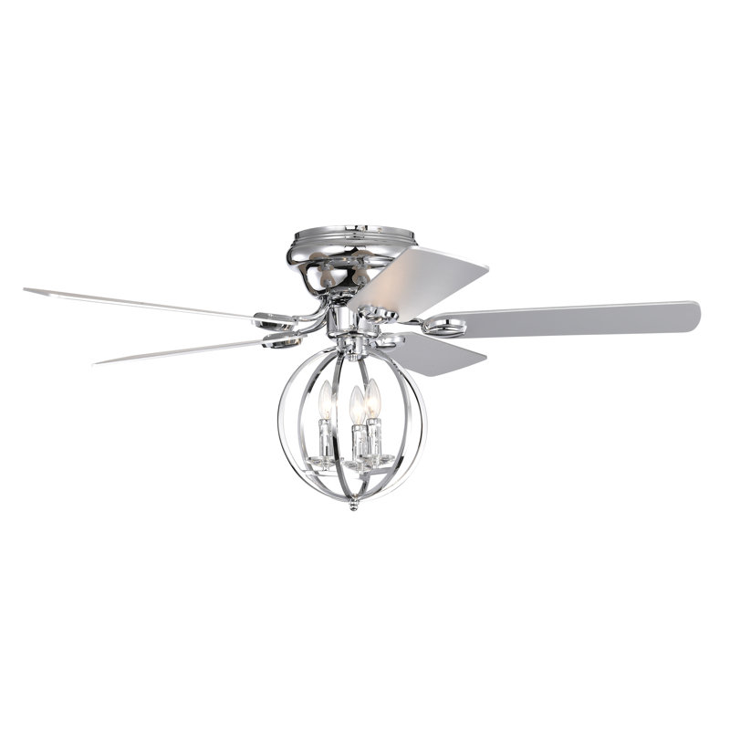 Ventilateur de plafond 52 po avec ensemble d'éclairage Juels, Chrome chrome