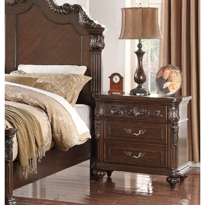 Antique Walnut 2 Bedside Cabinet - Functional Bedroom Piece Contemporary Table: 2, Brown Finish, Chic