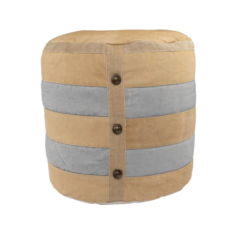 Abedin Industrial Striped Handmade Cotton Upholstered Ottoman Pouf
