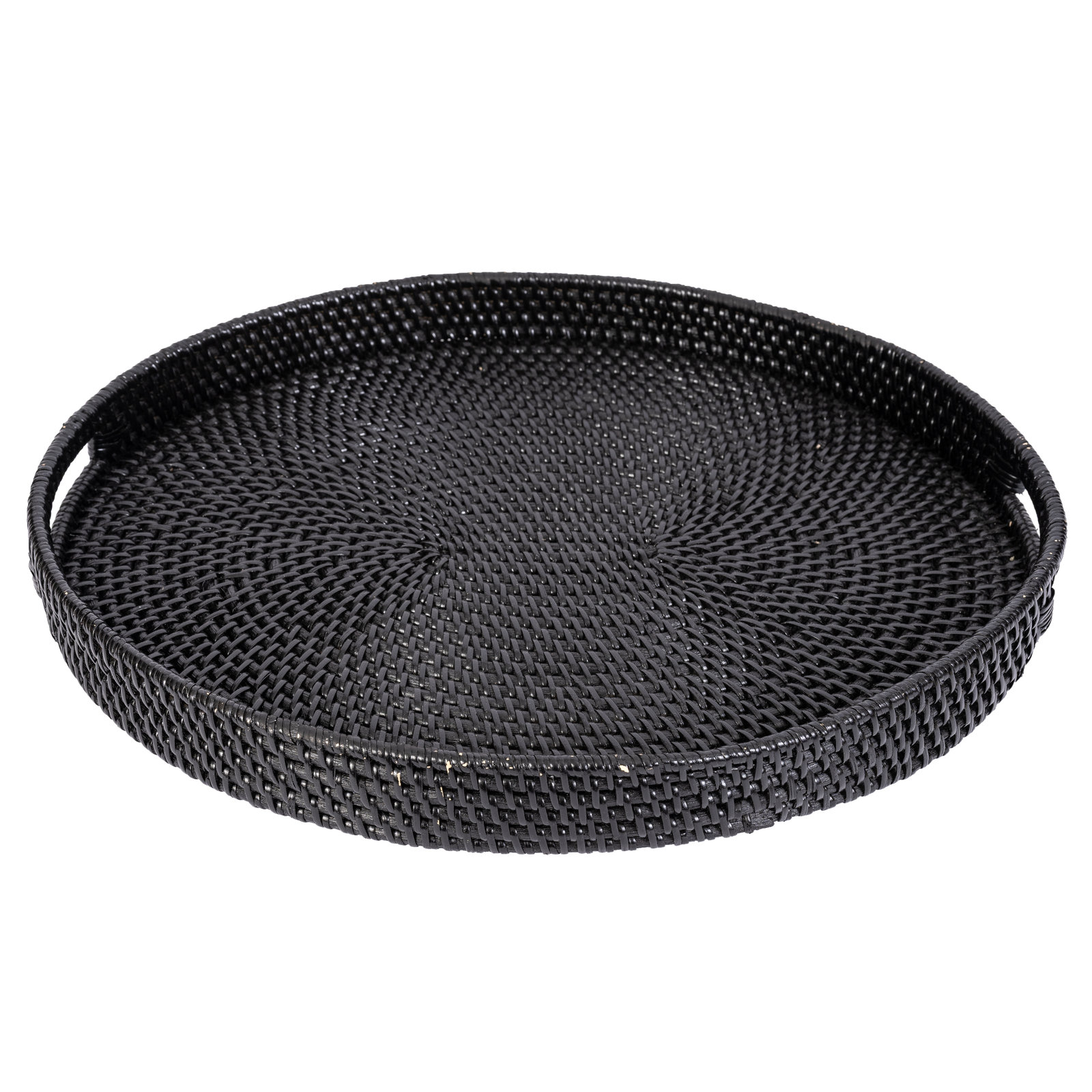 Ilonka Rattan Decorative Tray, 18"W x 15"D x 2"H, Tudor Black