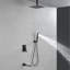 Système de douche de plafond de 12 pouces avec douchette à main à poignée simple Ensemble de garniture de douche en laiton moderne avec bec de baignoire-116644054