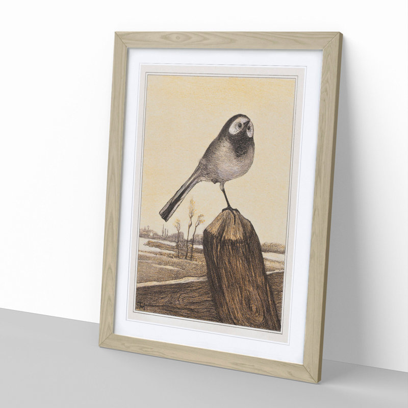 Wagtail Bird by Theo Van Hoytema - Picture Frame Painting, Oak, 36cm H x 27cm W x 2cm D