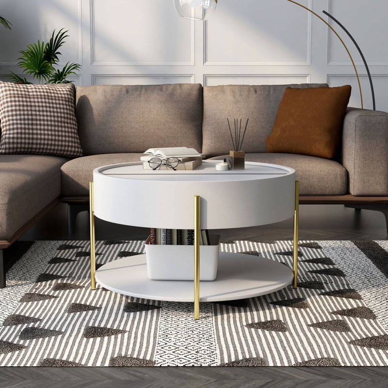 32.28" Width Coffee Table With Hidden Storage