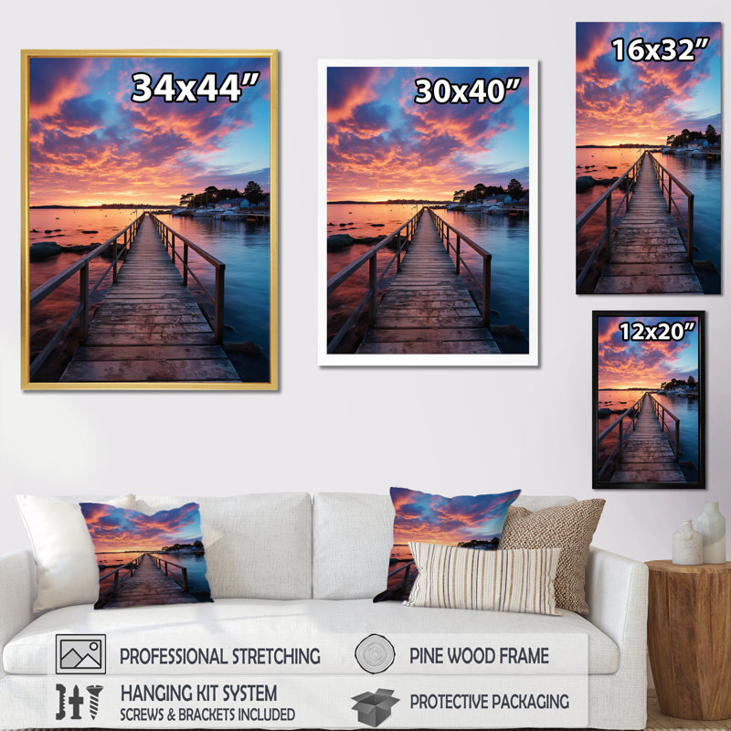 Broadlands Pier and Dock Coastal III, reproduction d'art sur toile, Cadre photo argenté, H 20 po x l 12 po x P 1 po