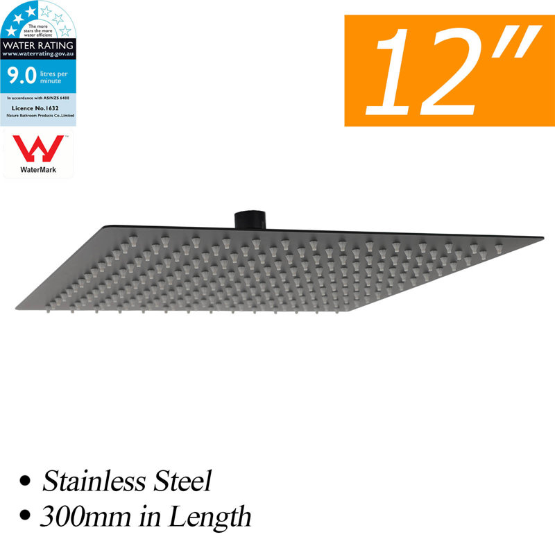 Rain Shower Head, Matte Black