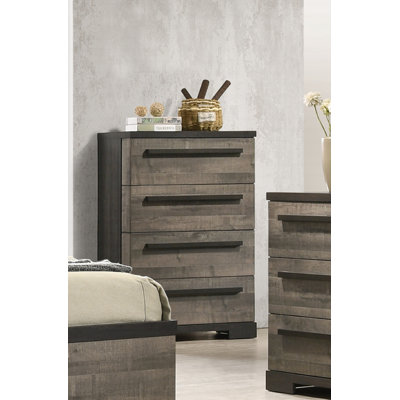 Mobilier de chambre à coucher contemporain en bois brun et gris à 1 tiroir 1 pièce