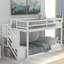 Lit superposé simple au sol avec échelle de rangement et fabrication en bois de pin massif, aucun sommier nécessaire-619093685