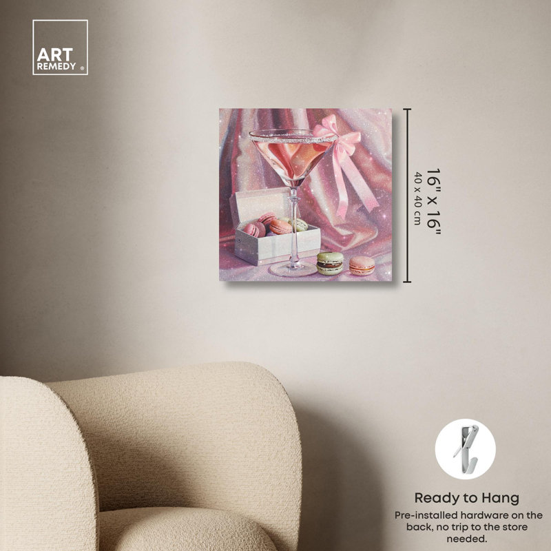 Art sur toile Macarons and Drink, H 16 po x l 16 po, Toile tendue