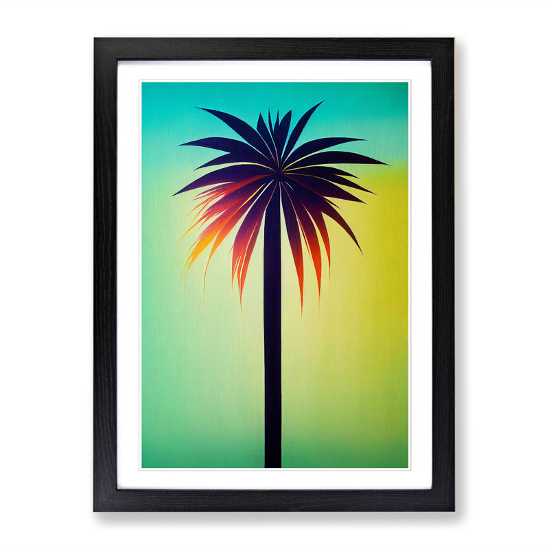 Palm Tree Art Vol.4 - Single Picture Frame Print, Black, 34cm H x 25cm W x 2cm D