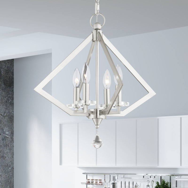 Djanae 4 - Light Dimmable Geometric Chandelier, Brushed Nickel