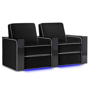 Upholstered Home Theater Seating with Cup Holder