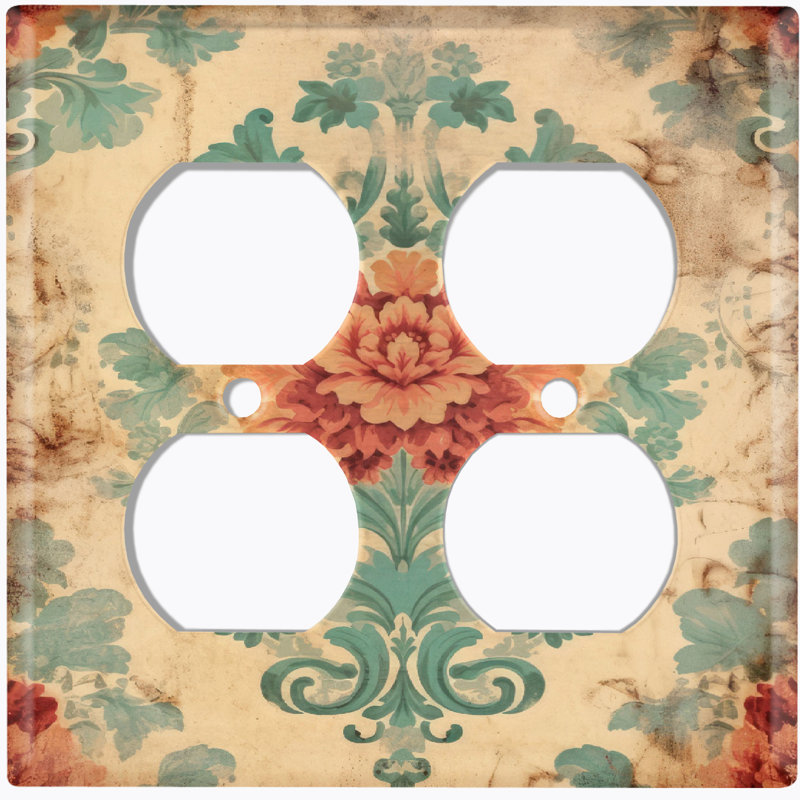 Assiette murale 2 lumières Elegant Biege Damask Rose