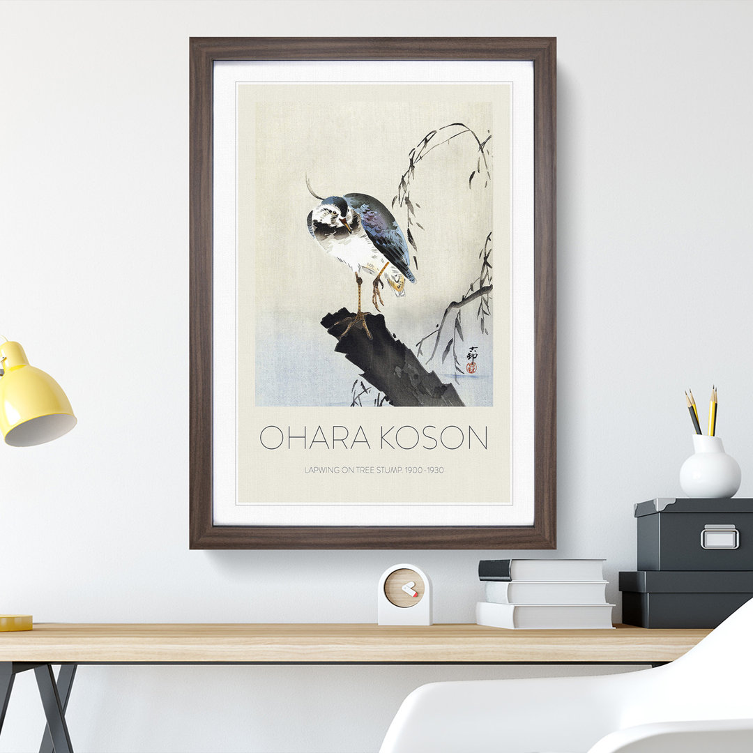Lapwing on a Tree Stump by Ohara Koson - Picture Frame Art Prints