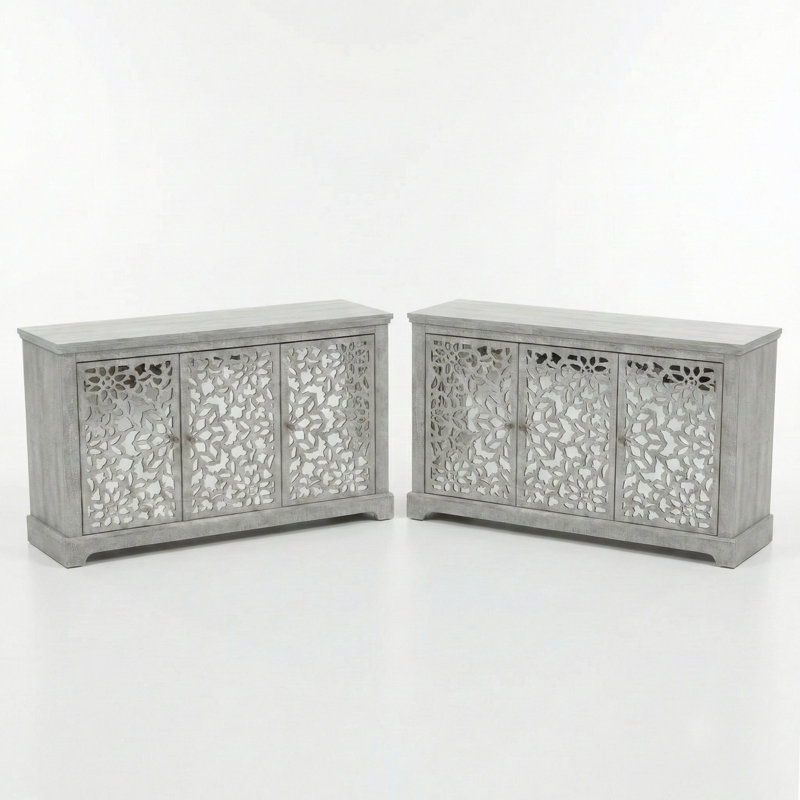 Eltingville Transitional Sideboard Set Of 2, Dusty Gray Oak