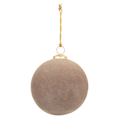 5" Flocked Glass Ball Ornament