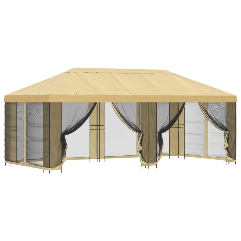 Vidaxl Gazebo Polyester And Steel, 276.5cm H x 600cm W x 300cm D, Cream