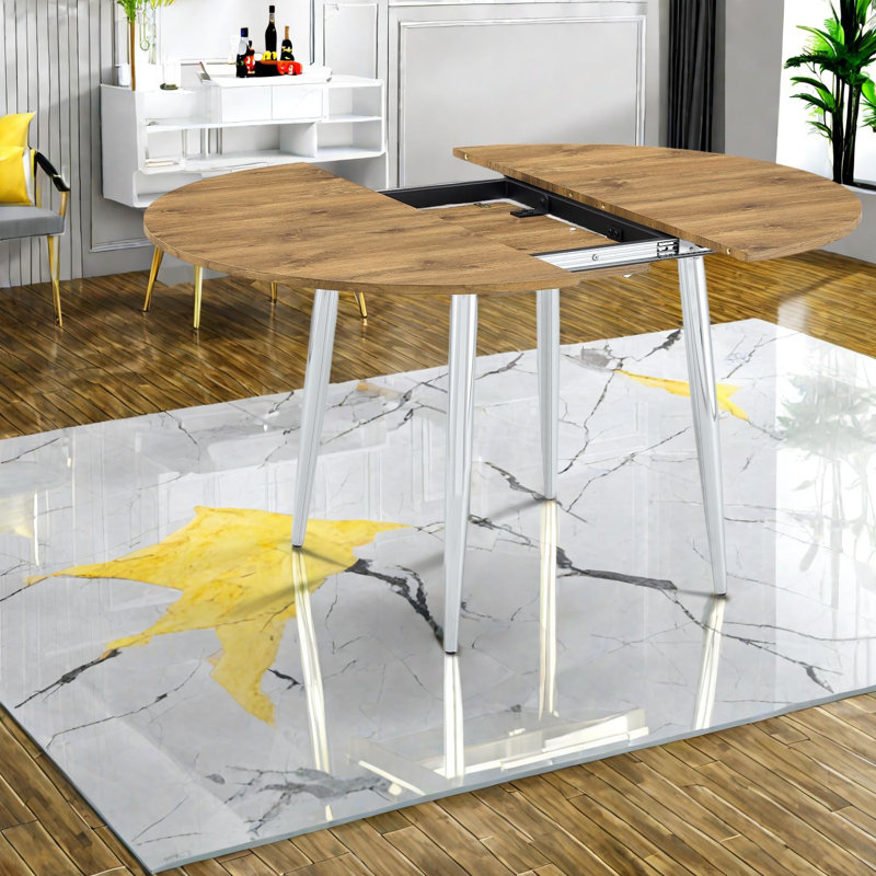 Tables de salle à manger extensibles peu encombrantes avec pieds en métal pour une maison moderne