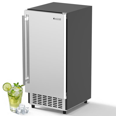 Coolski 15 in 130lb. Commercial Under Counter Ice Make Built In Freestanding Ice Machine in Black