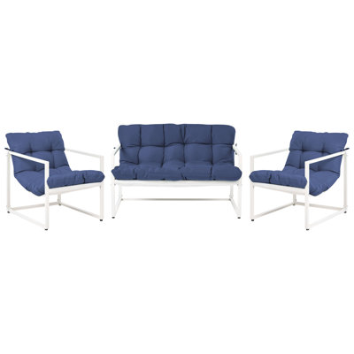 Garden Lounge Set with Table 4 Seater GARDA Metal Green